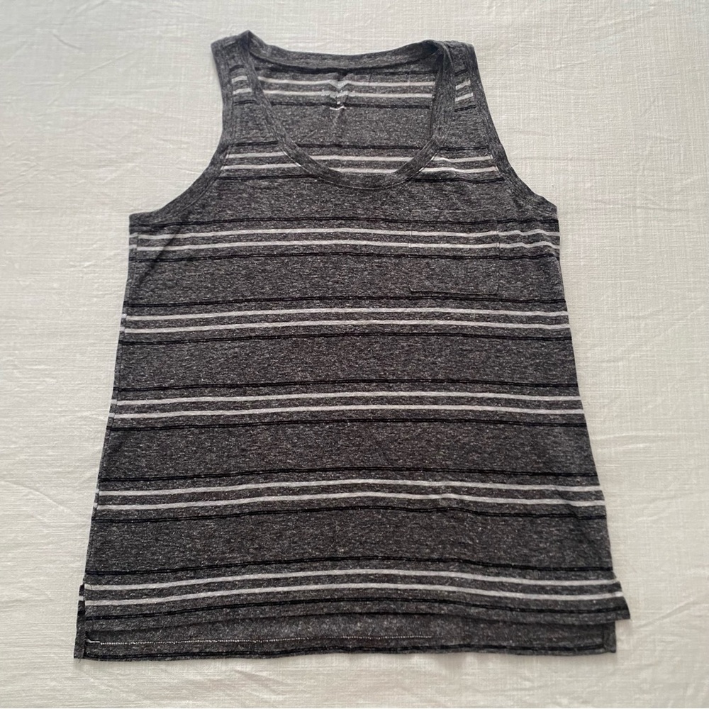 Old Navy Charcoal and White Striped Tank Top